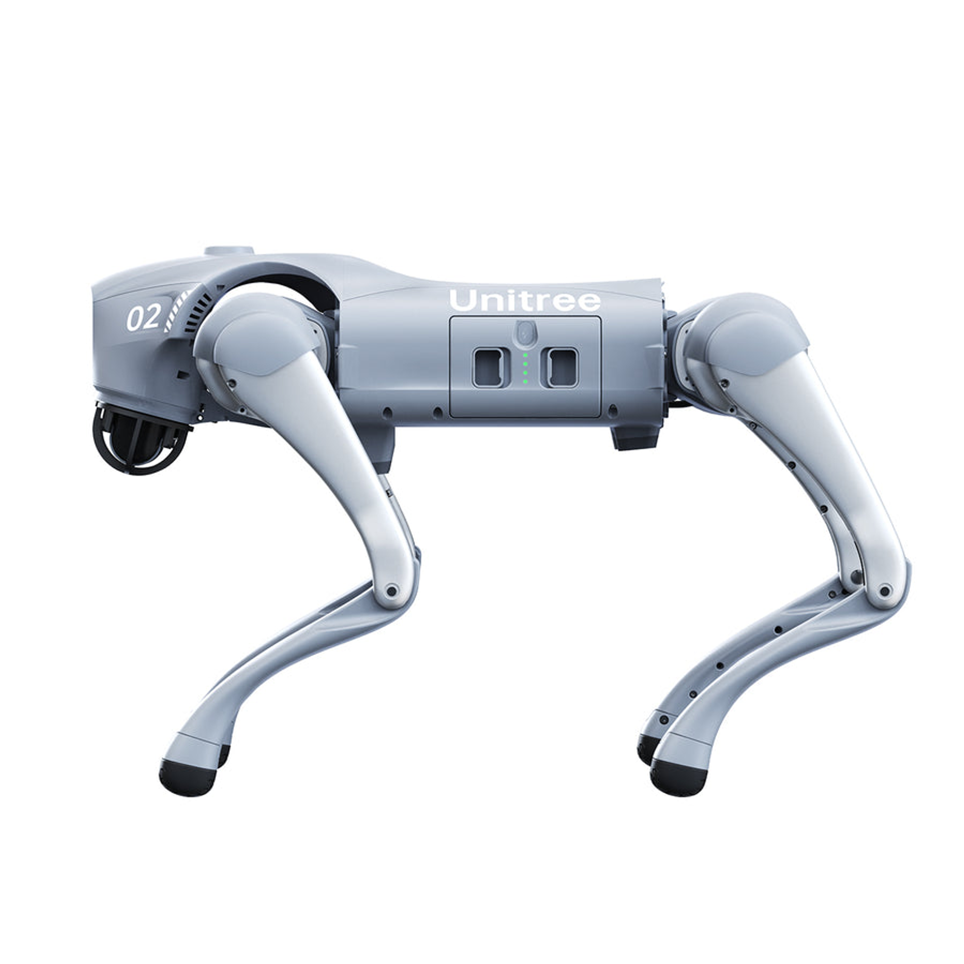Robot cuadrúpedo Unitree Go2 completo con cabeza y cuatro patas visibles